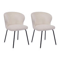 STUHL 2er-Set - Cord & schwarzes Metall - Cremefarben - RELIOZA - Creme, Textil (57.5/78/56.5cm) - Vente-Unique