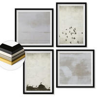 WANDBILDER 4er-Set - 50x50 cm & 40x60 cm Schwarzer Rahmen - Minimalistische Vögel im Flug - Schwarz, Kunststoff (50/50cm) - ArtPrintCave
