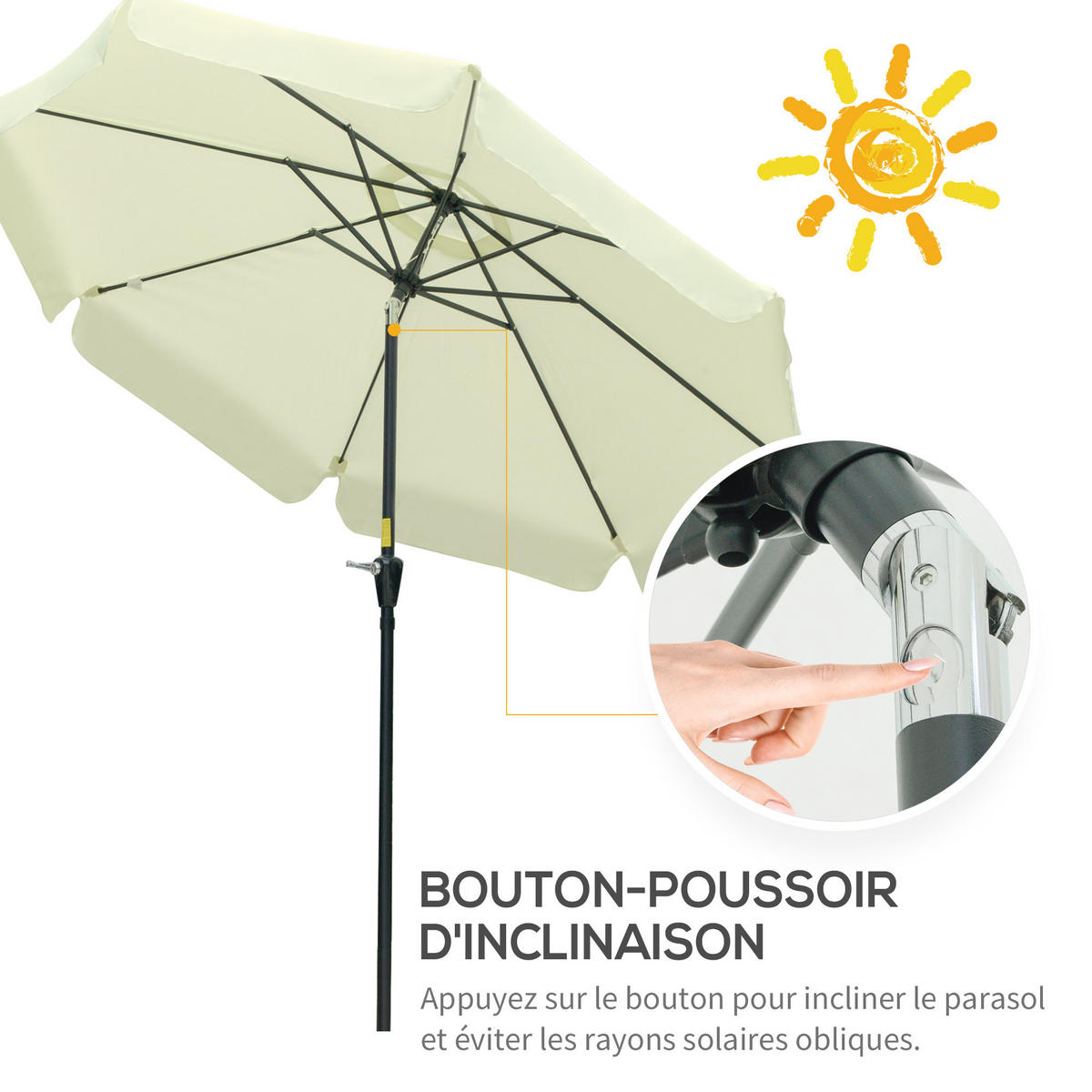 SONNENSCHIRM rund DE-11568 Beige - Beige, Textil (266/266cm) - ComfortXL