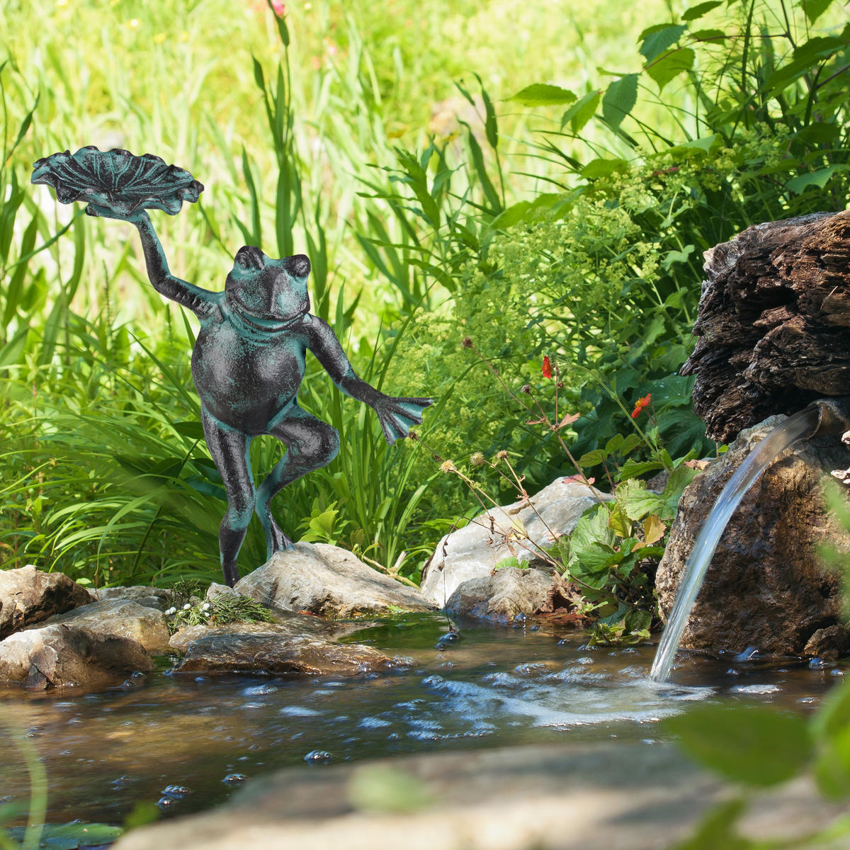 GARTENFIGUR Frosch - Dunkelgrün, Metall (22/30/10cm) - Relaxdays