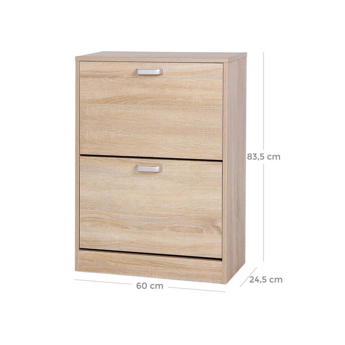 SCHUHSCHRANK SCHUHKOMMODE - Eiche San Remo, Holzwerkstoff (83.5/24/60cm) - Hansiro