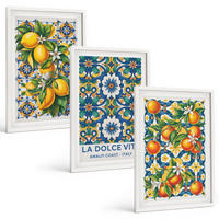 BILDER SET 3er Set - 40x60 cm Weißer Rahmen - Zitrusfarbene abstrakte - Weiß, Kunststoff (40/60cm) - TULUP