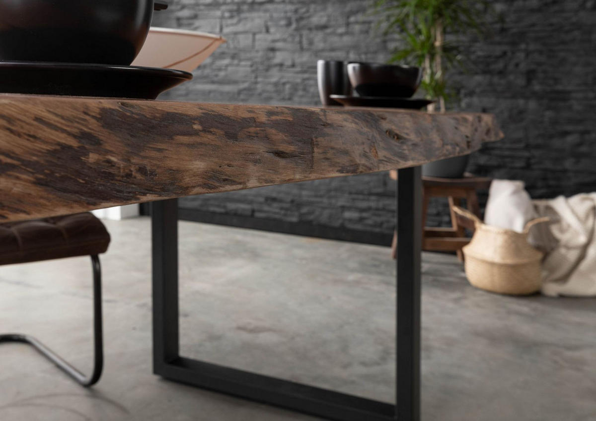 BAUMTISCH Akazie 160x90x77 natur lackiert / U-Beine anthrazit matt FREEFORM 5 - Naturfarben, Holz (160/90/77cm) - Massivmoebel24