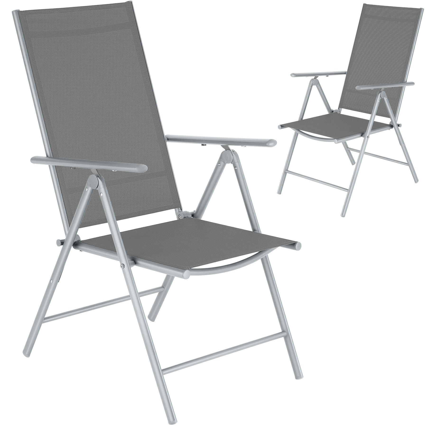 GARTENSTUHL 2er Set Marcellino, 54,5 x 65 x 107,5 cm, silber - Silberfarben, Metall (54.5/107.5/65cm) - tectake