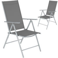GARTENSTUHL 2er Set Marcellino, 54,5 x 65 x 107,5 cm, silber - Silberfarben, Metall (54.5/107.5/65cm) - tectake