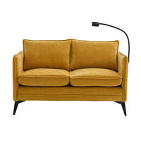 2-SITZER-SOFA aus Chenille 127x69x66 cm Gelb mit Handyhalter und Seitentaschen, kompakt für kleine Wohnräume - Gelb, Textil (69/66/127cm) - Modfu