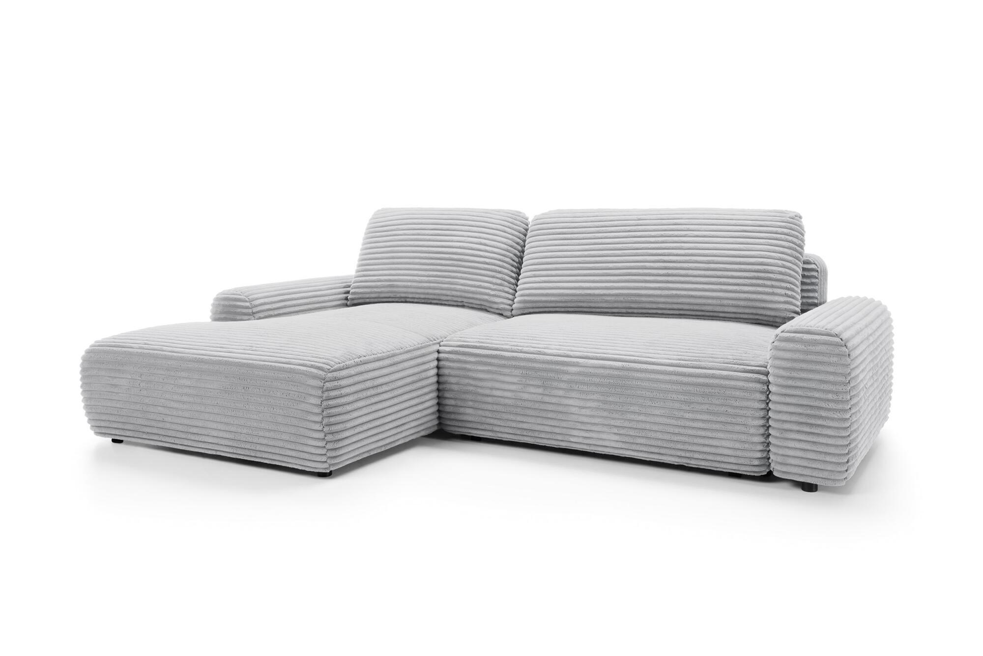 ECKSOFA CORD Grau 264x162x85 cm - Grau, Textil (264/162cm) - FURNLUX