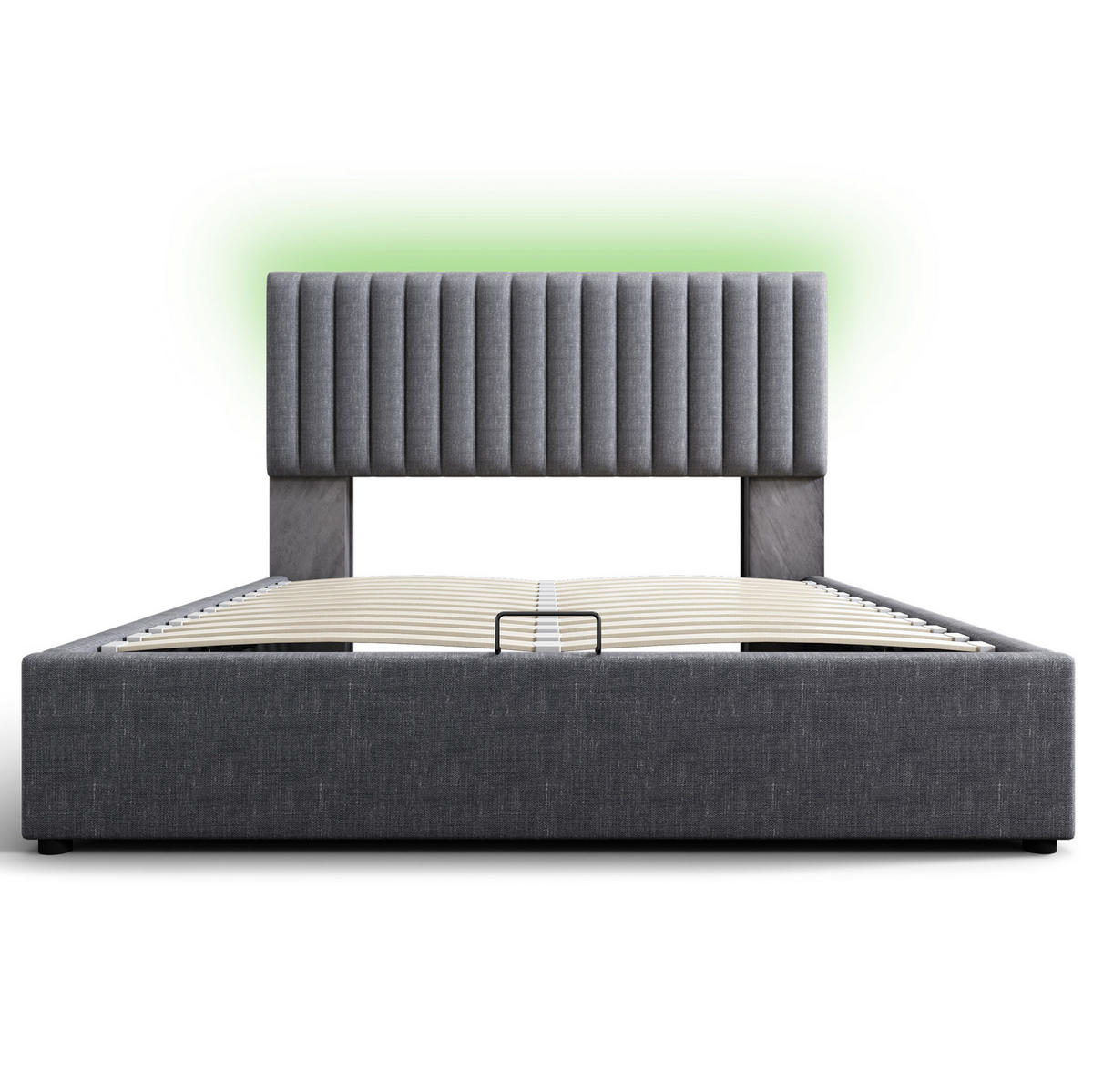 POLSTERBETT 140/200 cm Grau mit Stauraum, LED-Beleuchtung und USB- & Type-C-Anschlüssen - Grau, Textil (140/200cm) - Flora Grace