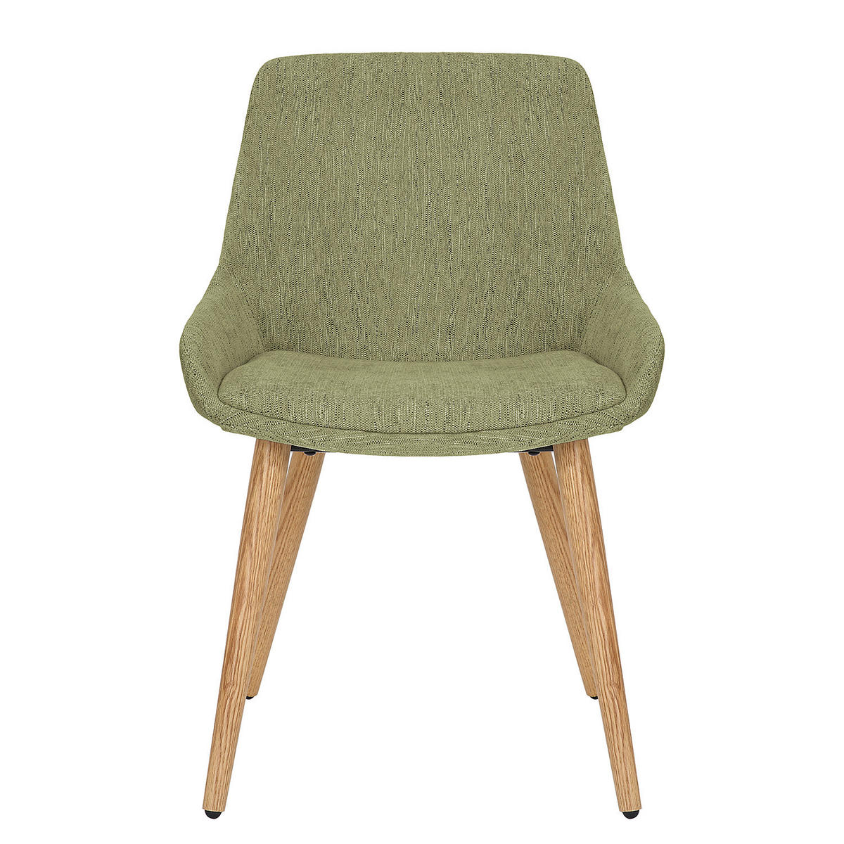 POLSTERSTUHL - 2er-Set - Webstoff / Eiche massiv - Grün, Eichenholz/Holz (53/83/54cm) - home24