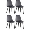 STUHL 4er Set Samt Dunkelgrau - Dunkelgrau/Schwarz, Textil/Metall (44/88/54cm) - CLP