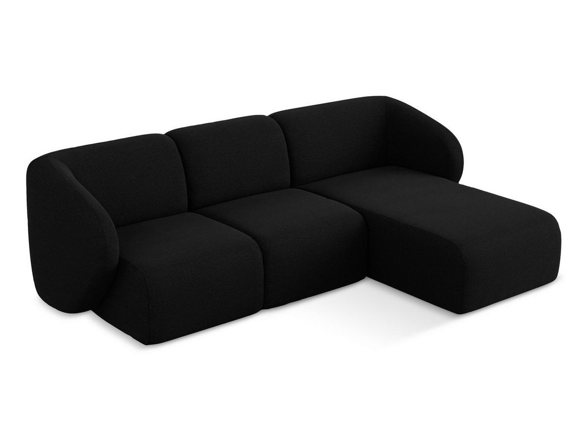 ECKSOFA Rechts Bouclé Stoff Schwarz - Schwarz, Holzwerkstoff/Kunststoff (248/166cm) - Makamii