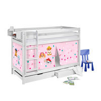 ETAGENBETT JELLE 90x190 cm Paw Patrol rosa - Hochbett - inkl. Vorhang und 2 Lattenrosten - Weiß, Holz - Lilokids