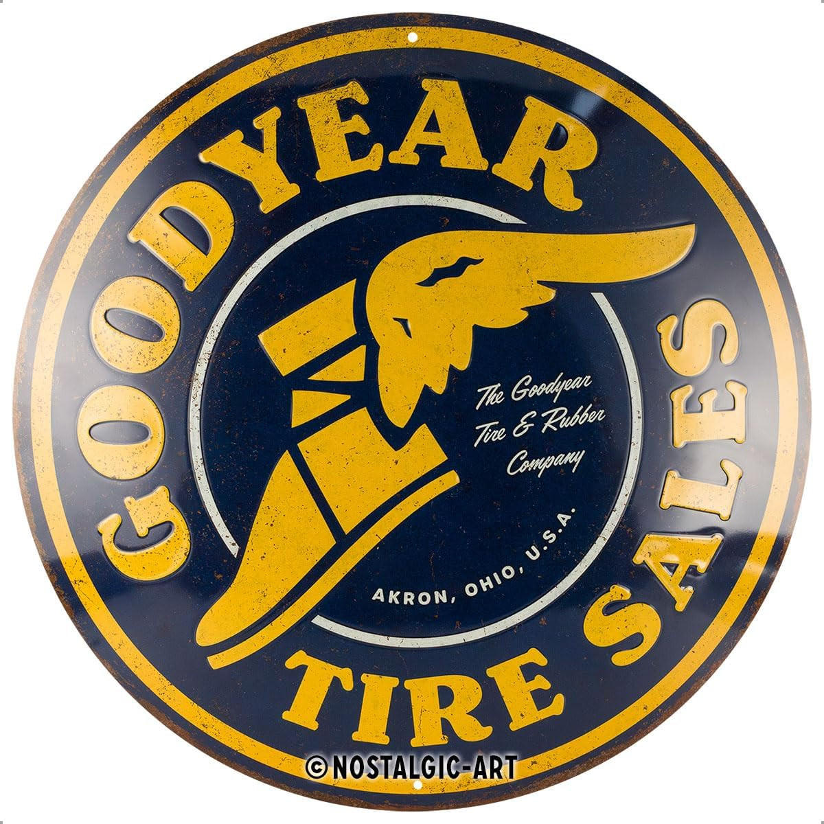 BLECHSCHILD 35 cm Rund Goodyear - Tire Sales - Multicolor, Metall (35/35/0.2cm) - Nostalgic-Art