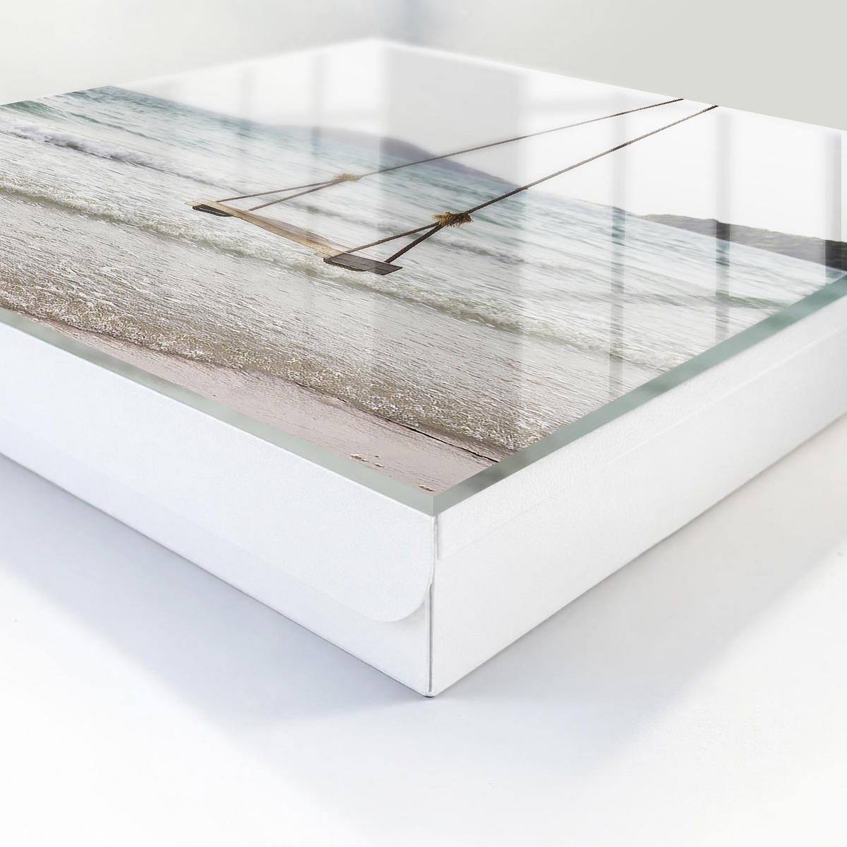 SCHLÜSSELBOX Weiß 30x30 cm – Türöffnung nach rechts - Strandidylle - Weiß, Metall (30/30/5cm) - TULUP