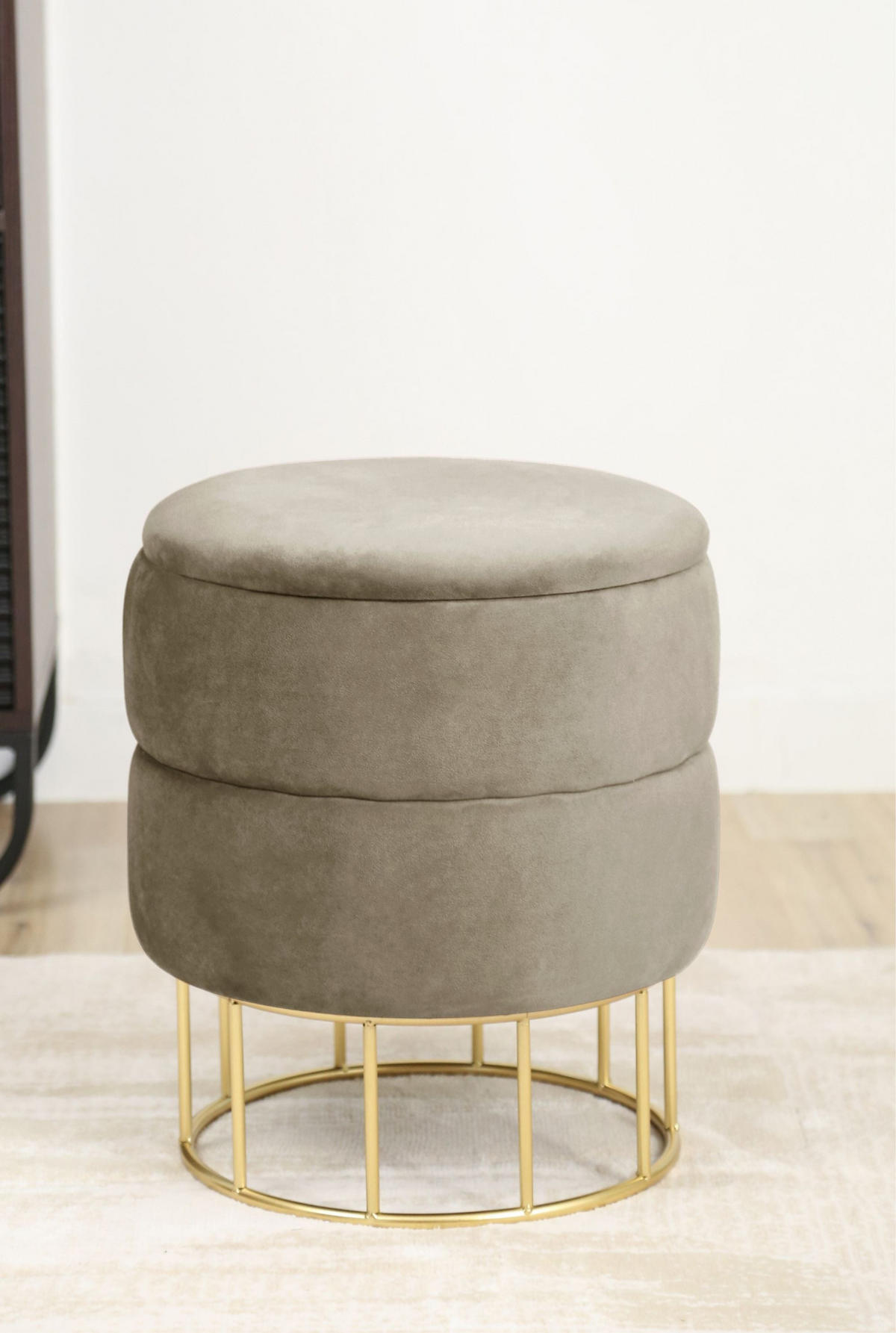 SITZHOCKER mit Stauraum, Polsterhocker Beige 37/42/37 - Beige, Textil (37/42/37cm) - RAUMHIRSCH FURNITURE