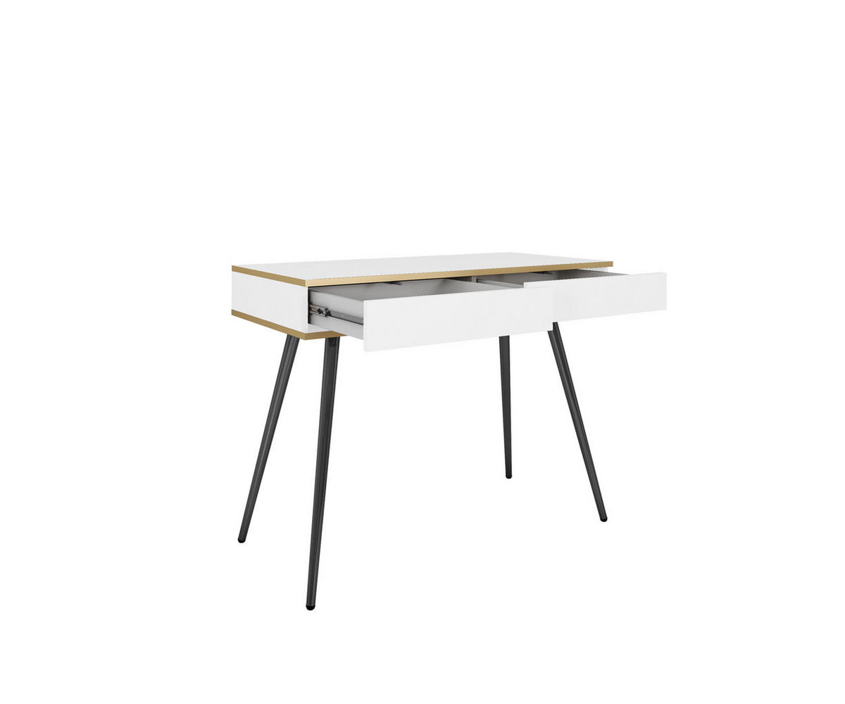 SCHMINKTISCH Weiß - T-102, Hochglanz, Schubladen Push-to-Open 102x50x80 cm Weiß/Schwarz - Schwarz/Weiß, Holzwerkstoff/Kunststoff (50/102/80cm) - DomoHome