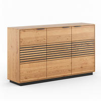 KOMMODE Tirano Eiche Natur / Lamellen schwarz 154 / 39 / 84cm - Eiche Bianco/Eichefarben, Holz/Metall (154/84/39cm) - Feldmann-Wohnen