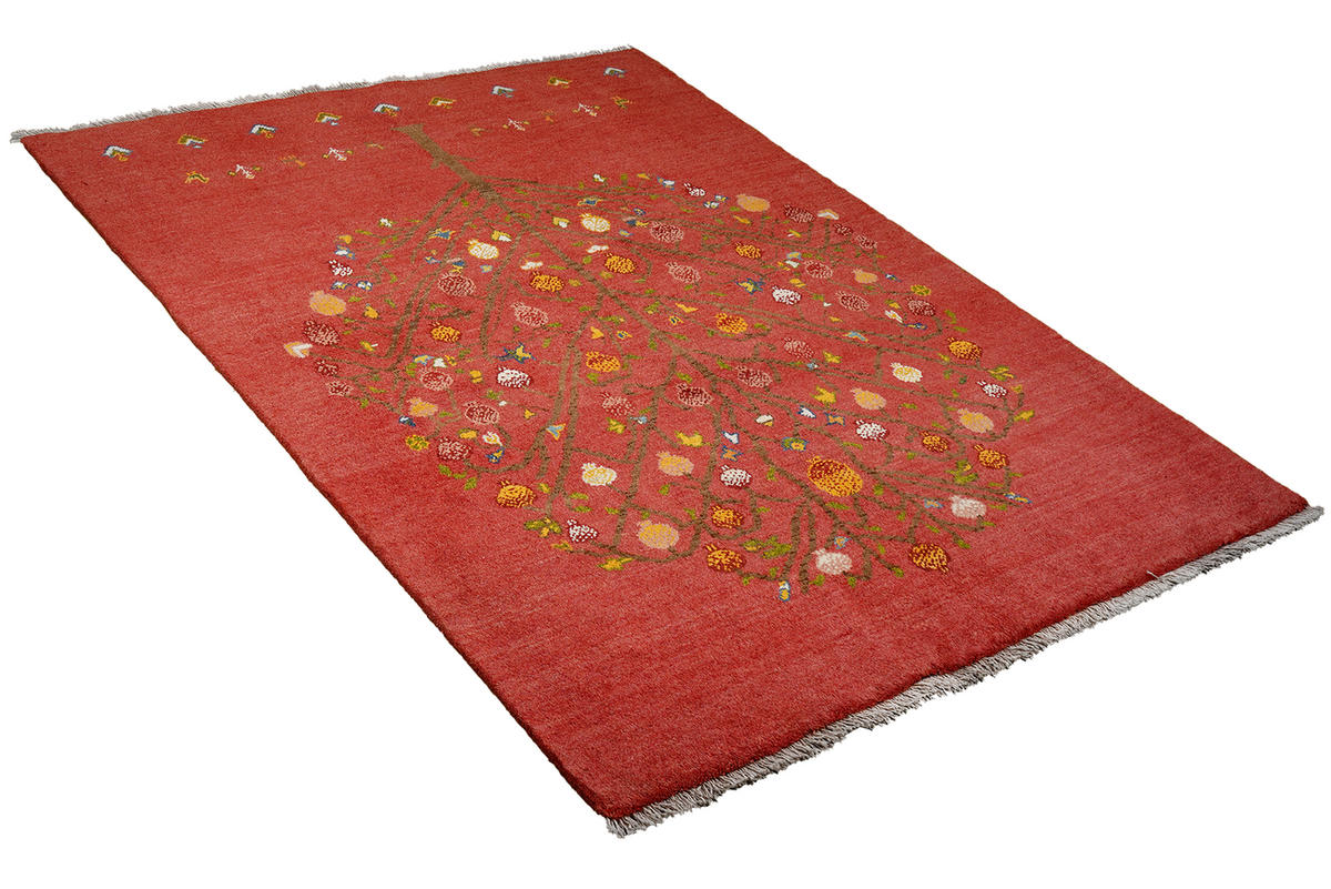 TEPPICH Rizbaf Rot 200/147 cm Schurwolle - Rot, Textil (147/200cm) - Looma