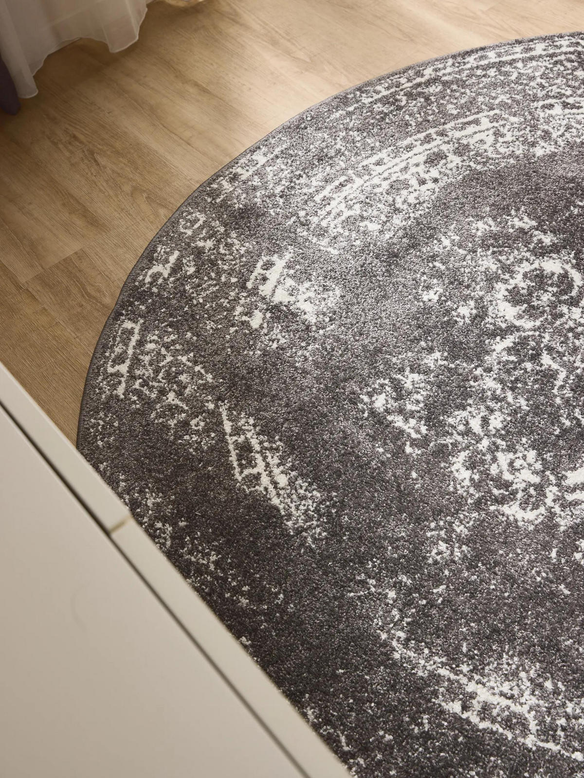VINTAGETEPPICH Sia ø 160 cm rund - Grau, Kunststoff (160/160cm) - benuta
