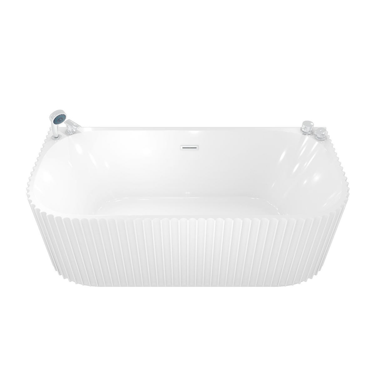 BADEWANNE freistehend F07 Komfort-Armatur - Weiß, Glas/Kunststoff (80/58/170cm) - AcquaVapore by Sandra Jentho