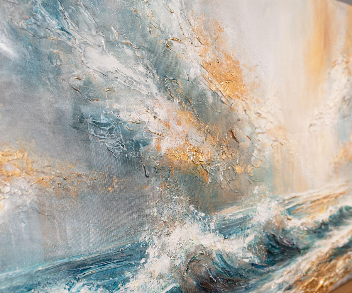 GEMÄLDE Sonnenaufgang am Meer auf Keilrahmen 115x50 cm - Multicolor, Holz (115/50cm) - YS-art gallery