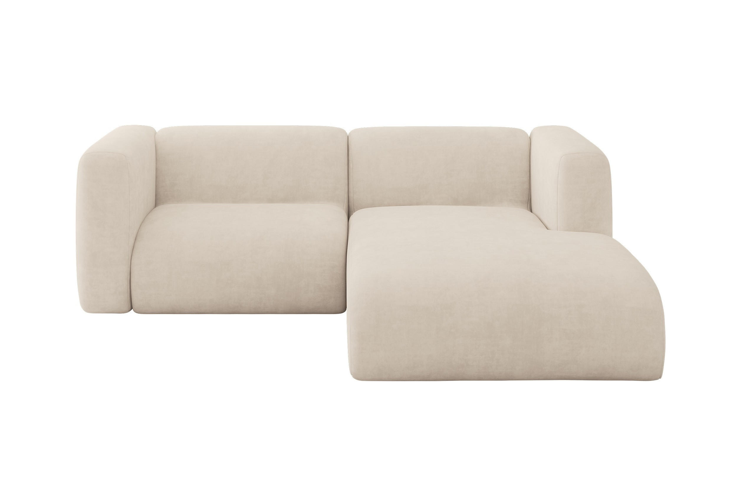ECKSOFA Ottomane Rechts MIRA-L1 227x179x89 Beige Velours - Greige/Beige, Holzwerkstoff/Kunststoff (227/179cm) - ALTDECOR
