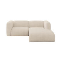 ECKSOFA Ottomane Rechts MIRA-L1 227x179x89 Beige Velours - Greige/Beige, Holzwerkstoff/Kunststoff (227/179cm) - ALTDECOR