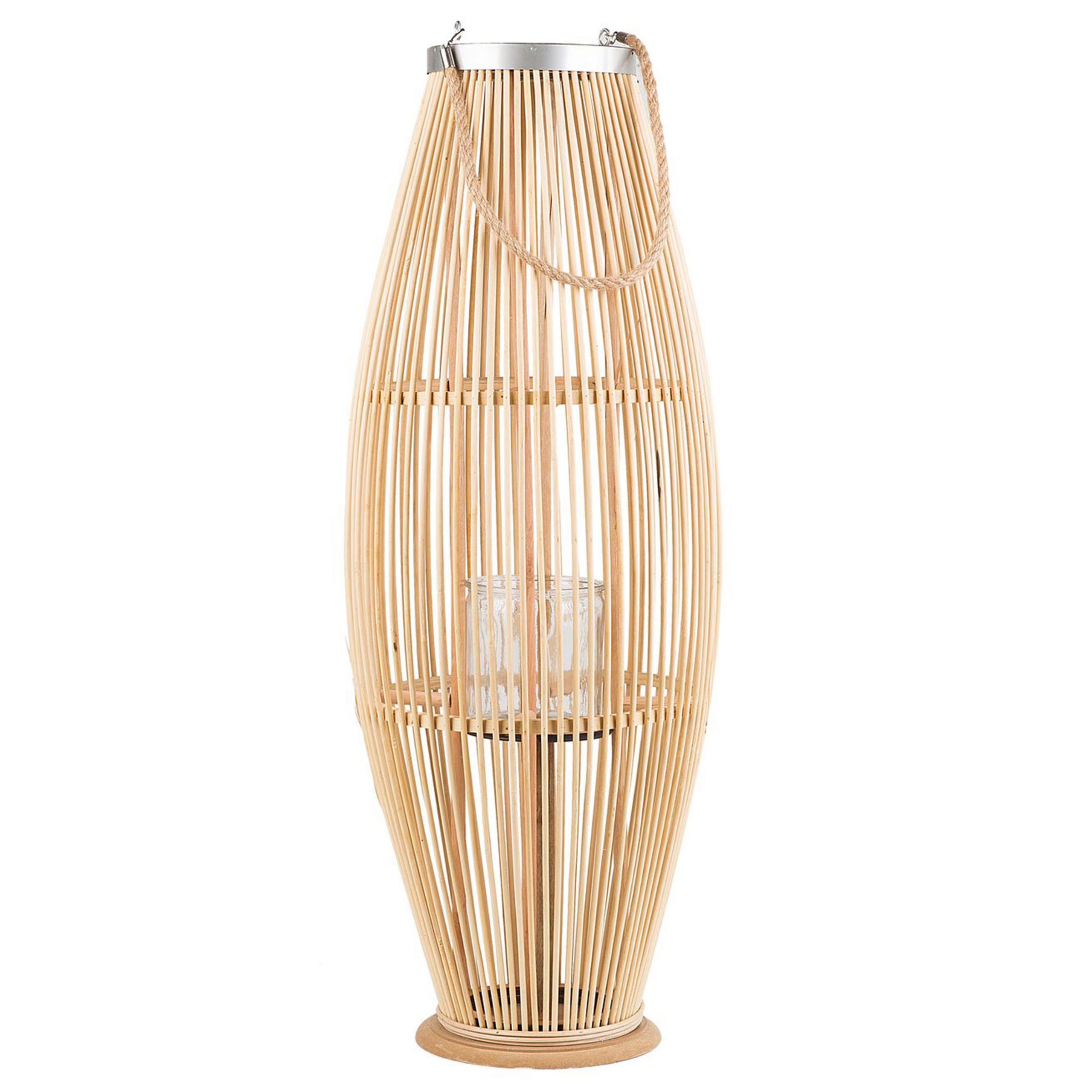 LATERNE Heller Holzfarbton Tahiti - Hellbraun, Holz (32/84/32cm) - Beliani
