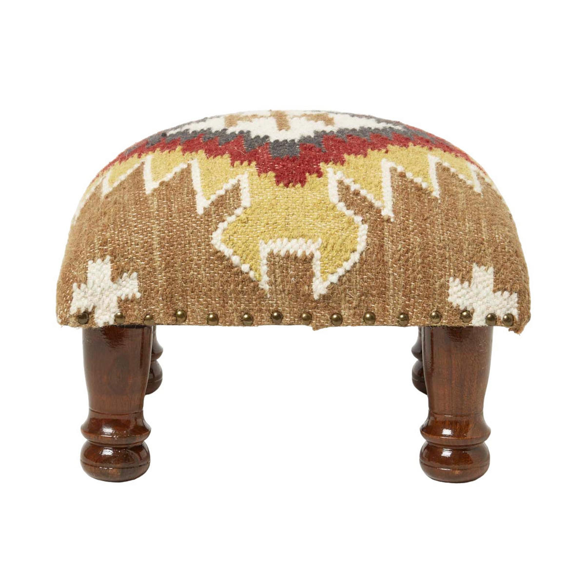 KELIM-HOCKER Jaipur mit Holzbeinen, Ethno-Muster, 40/40/25 cm - Multicolor, Textil (40/25/40cm) - Homescapes