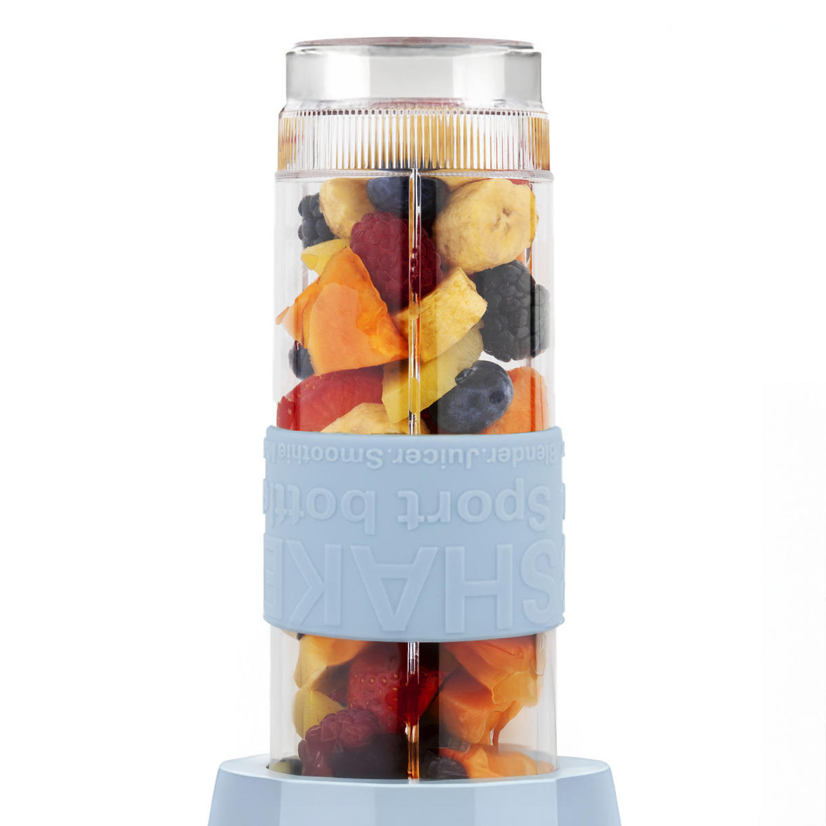 SMOOTHIE Maker MOOV6 Blau, 2 Trinkflaschen à 570 ml mit Reisedeckeln, 4 Edelstahlklingen, 300 W - Blau, Metall (11.3/35/15cm) - SWEISS