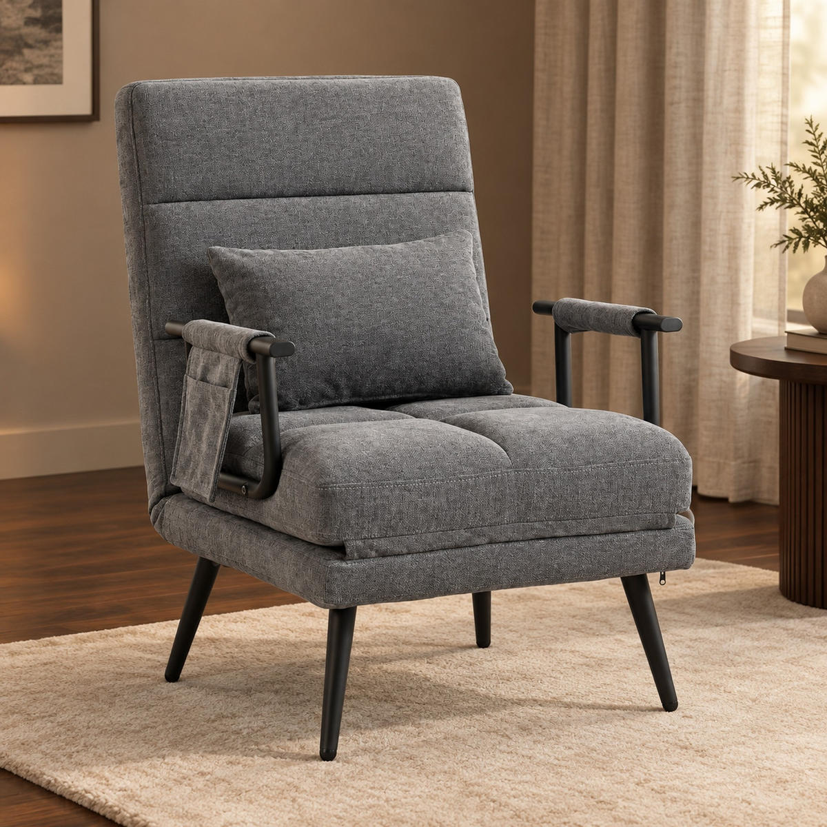 SCHLAFSESSEL in Grau 67x73x96 cm mit Schlaffunktion und 5-fach verstellbarer Rückenlehne - Grau, Metall (73/96/67cm) - IVMEU
