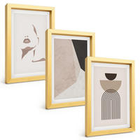 BILDER SET 3er Set - 20x30 cm Goldrahmen - Abstrakte Gesichtsformen - Goldfarben, Kunststoff (20/30cm) - TULUP