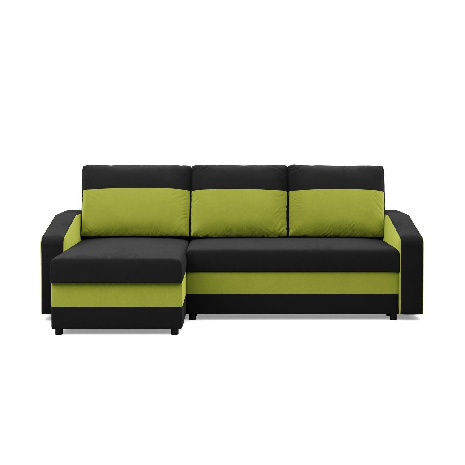 ECKSOFA MIT SCHLAFFUNKTION ORION, Schwarz + Grün - Schwarz/Grün, Textil (231/140cm)