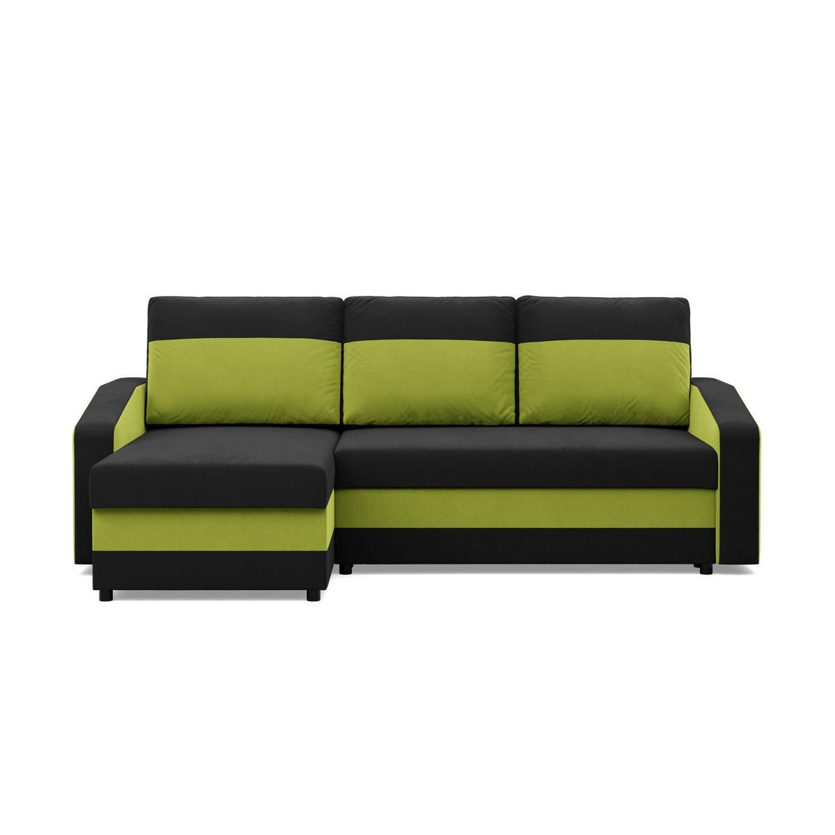 ECKSOFA MIT SCHLAFFUNKTION ORION, Schwarz + Grün - Schwarz/Grün, Textil (231/140cm)
