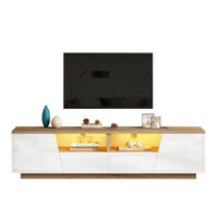 LOWBOARD 180/40/46 cm aus Spanplatte mit LED-Beleuchtung und Hochglanzfront Weiß (Holzoptik) - Weiß, Holzwerkstoff (180/46/40cm) - Modenvie