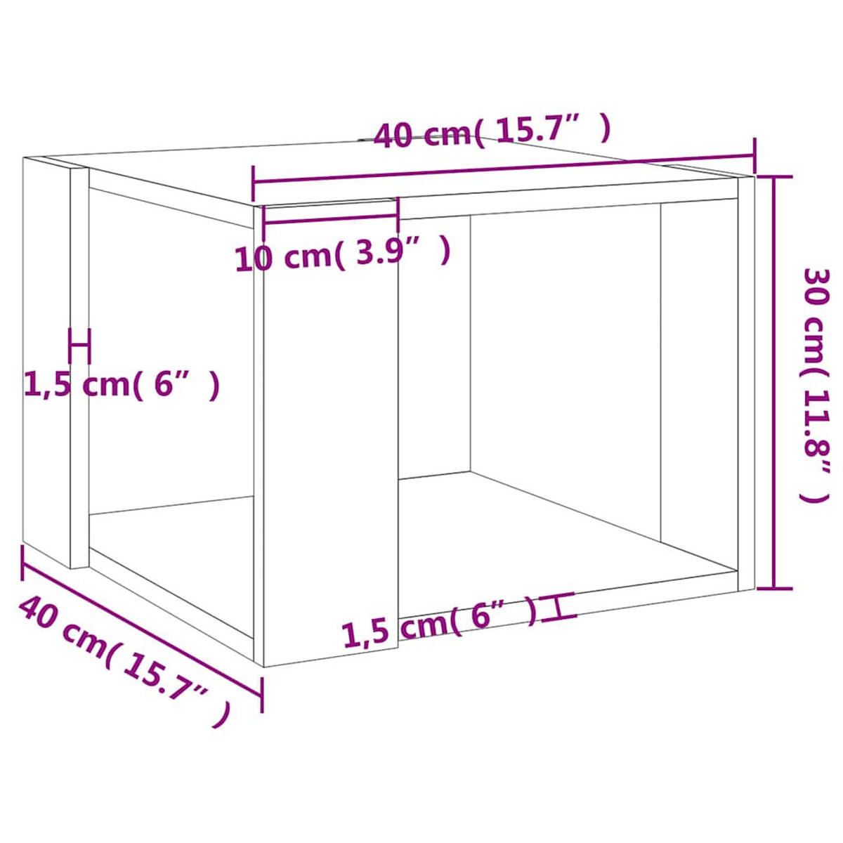 COUCHTISCH Betongrau 40/40/30 Cm Holzwerkstoff - Grau, Holzwerkstoff (40/40/30cm) - vidaXL