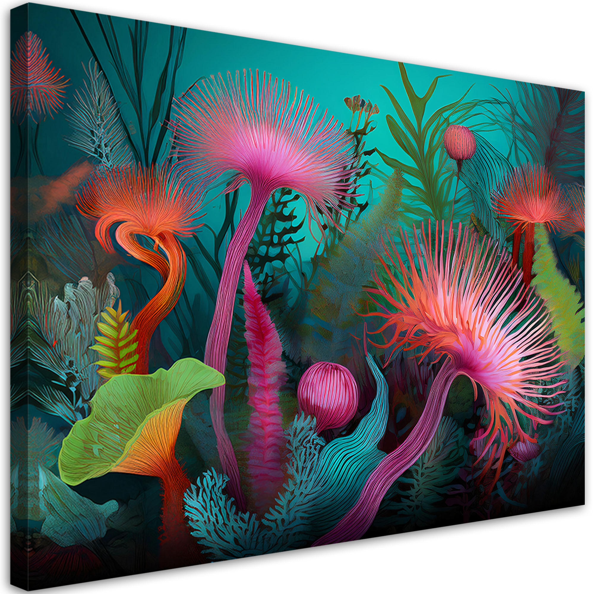 LEINWANDBILD Bunte Korallenriff-Natur 90x60cm - Multicolor, Textil (90/60cm) - Feeby