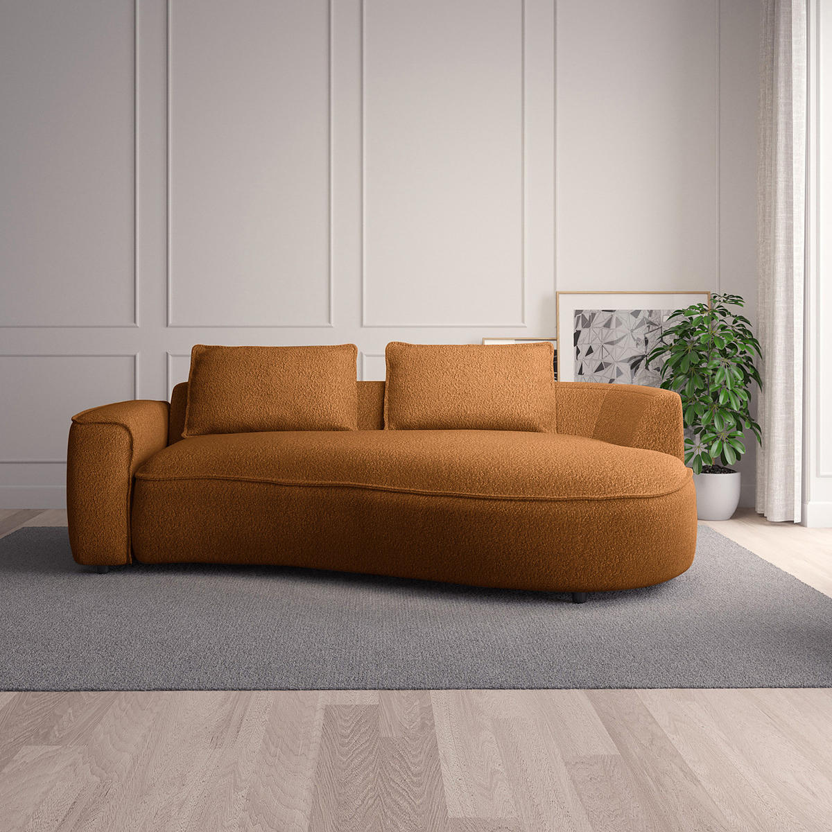 2,5-SITZER SOFA - Beige/Schwarz, Kunststoff/Textil (217/82/146cm) - home24