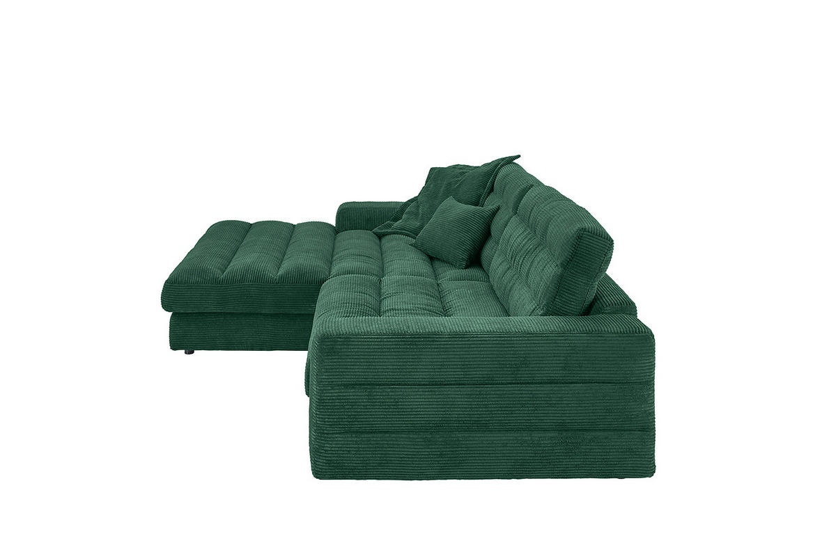 ECKSOFA LANA SOFA Smaragdgrün Cord - Smaragdgrün/Schwarz, Textil (296/205cm) - KAWOLA