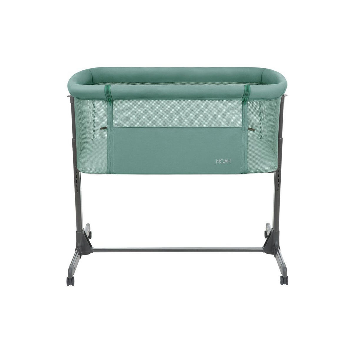 BEISTELLBETT Noah dunkelgrün 87 x 55 cm, Anti-Reflux, 6-fach höhenverstellbar, 4 Räder, Matratze - Grün, Metall (55/87cm) - Kikka boo