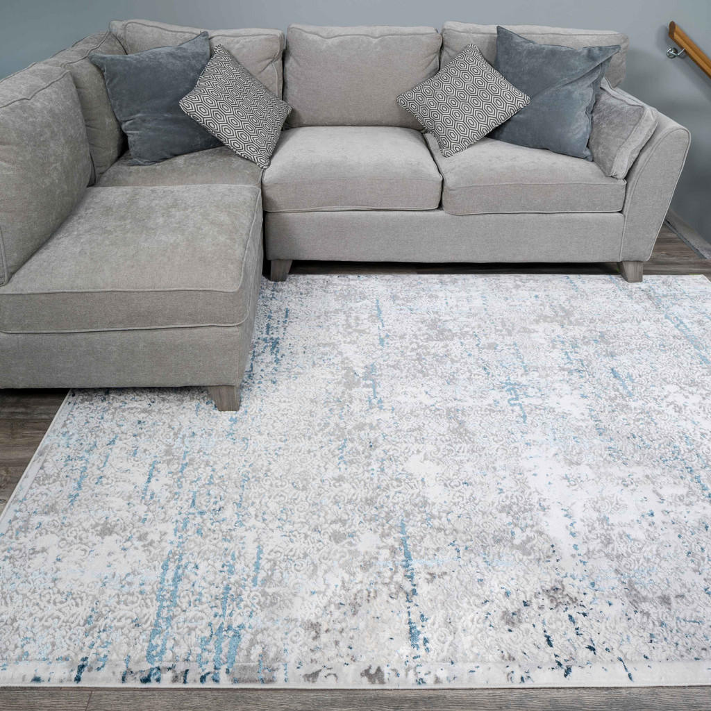 Thumbnail - Kukoon Rugs Webteppich, Blau, Textil, Abstrakt, Rechteckig, 190x280 cm, antistatisch, in verschiedenen Größen erhältlich...