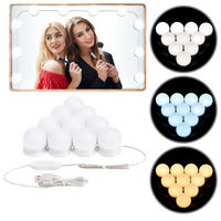 LICHTERKETTE mit 10 LED Lampen und USB ideal für Schminktisch - Weiß, Kunststoff (4/6/4cm) - Juskys