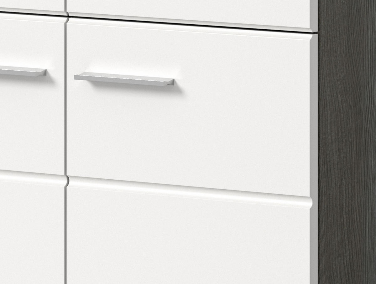 SIDEBOARD weiß Hochglanz, grau 120 cm, Kommode viel Stauraum - Weiß Hochglanz/Silberfarben, Holzwerkstoff/Kunststoff (120/85/37cm) - Inn.Furn