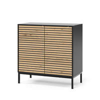 KOMMODE Eliza Schwarz/Eiche 80 x 81.2 cm mit 2 Türen - Honigeiche/Anthrazit, Holzwerkstoff (80/81.2/40cm) - Vicco