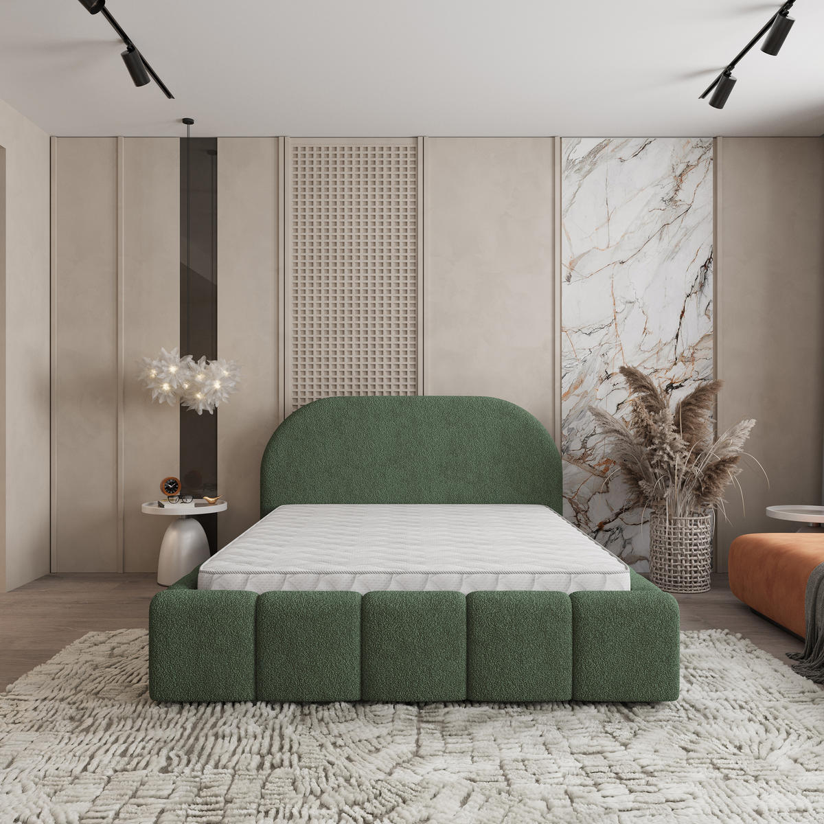 POLSTERBETT FLUSSO 180x200 cm mit Bettkästen - Grün - Grün, Holz (180/200cm) - MASSENO