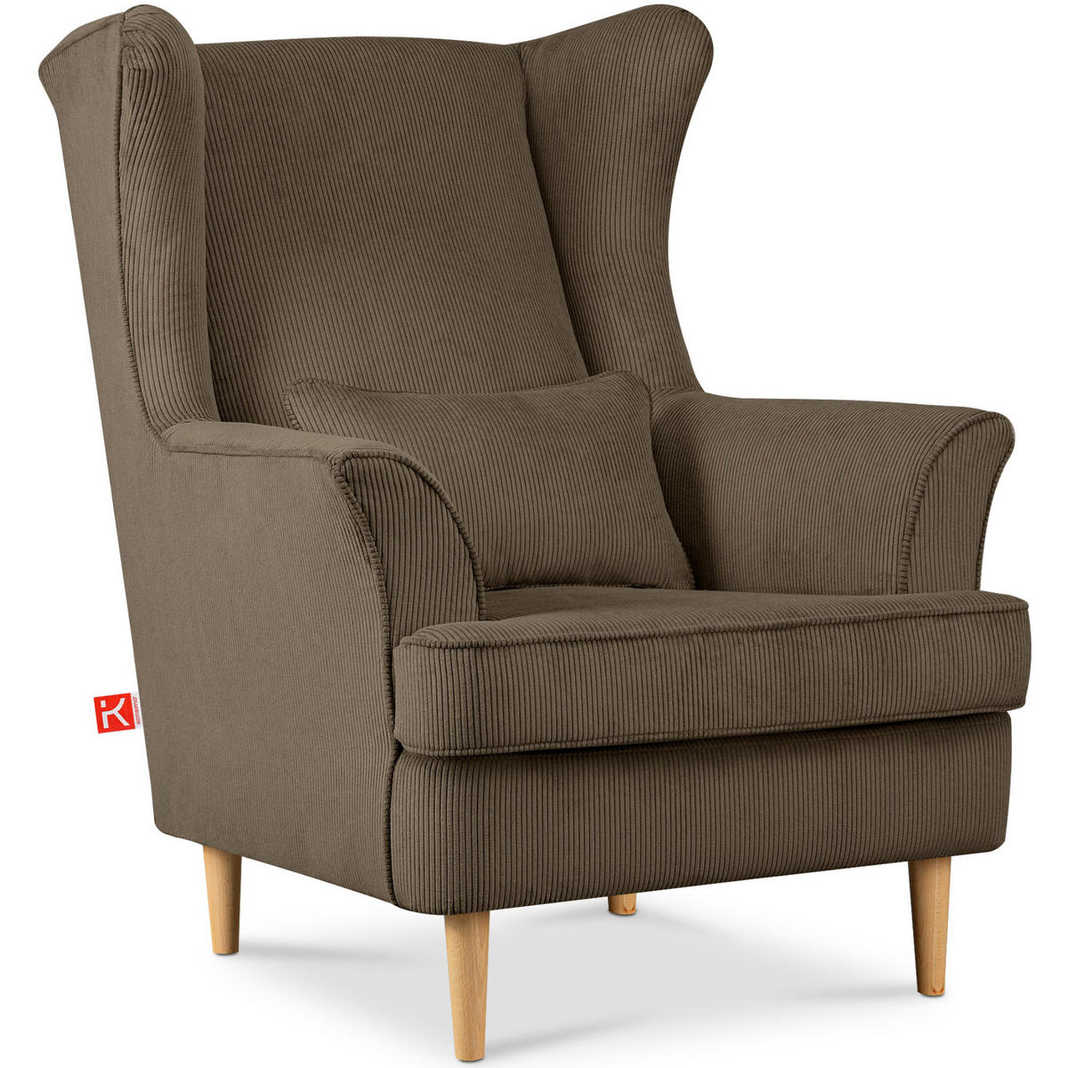 OHRENSESSEL STRALIS inklusive dekorativem Kissen, braun - Graubraun, Textil (82/108/80cm) - KONSIMO®