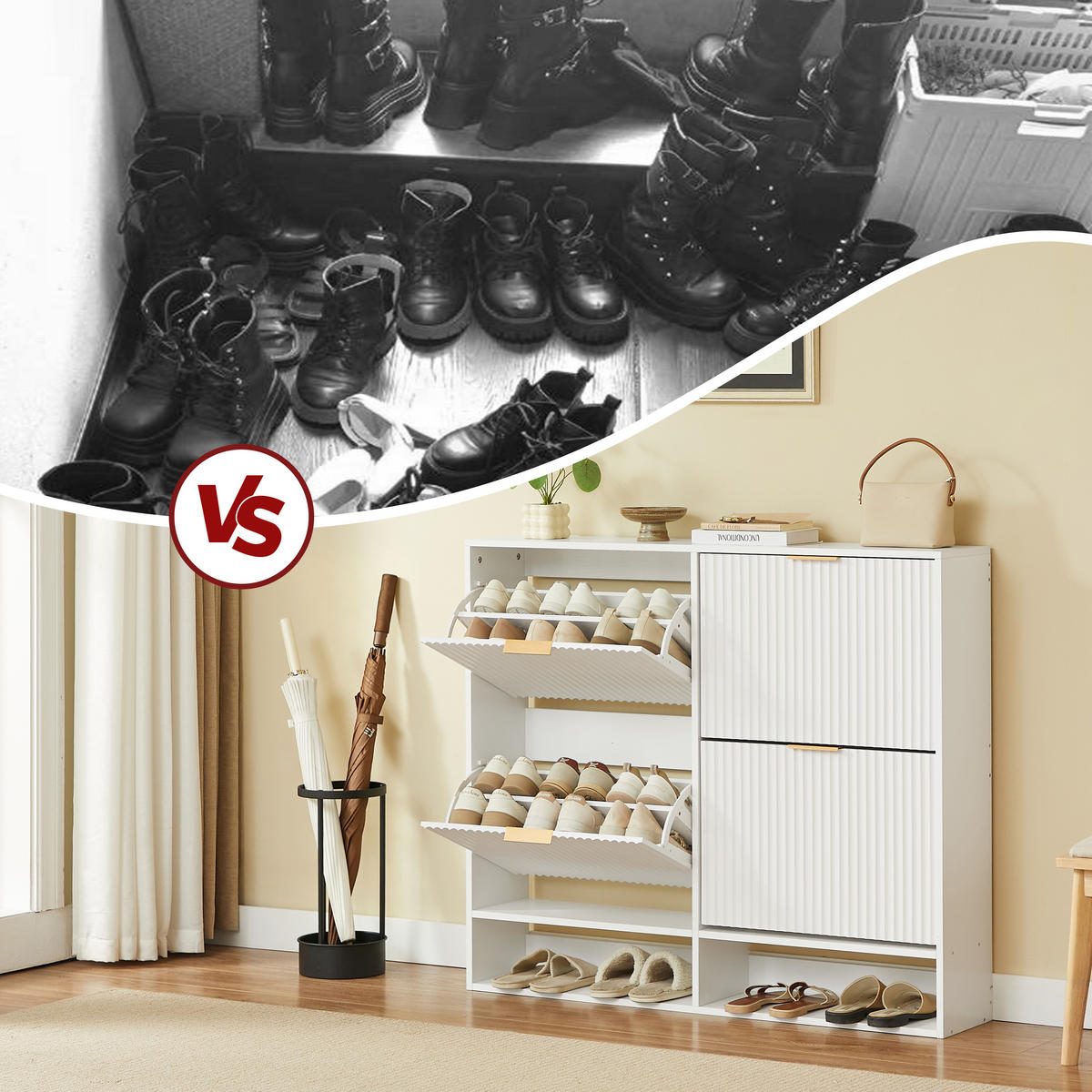 SCHUHSCHRANK Weiß 120/24/102 cm - Weiß, Holzwerkstoff (120/102/24cm) - PANGIVO