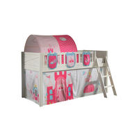 KINDERBETT Karyl 208x114x135 Massivholz Weiß Textilset Princess 4 - Magenta/Weiß, Holz (90/200cm) - 58aufmkessel