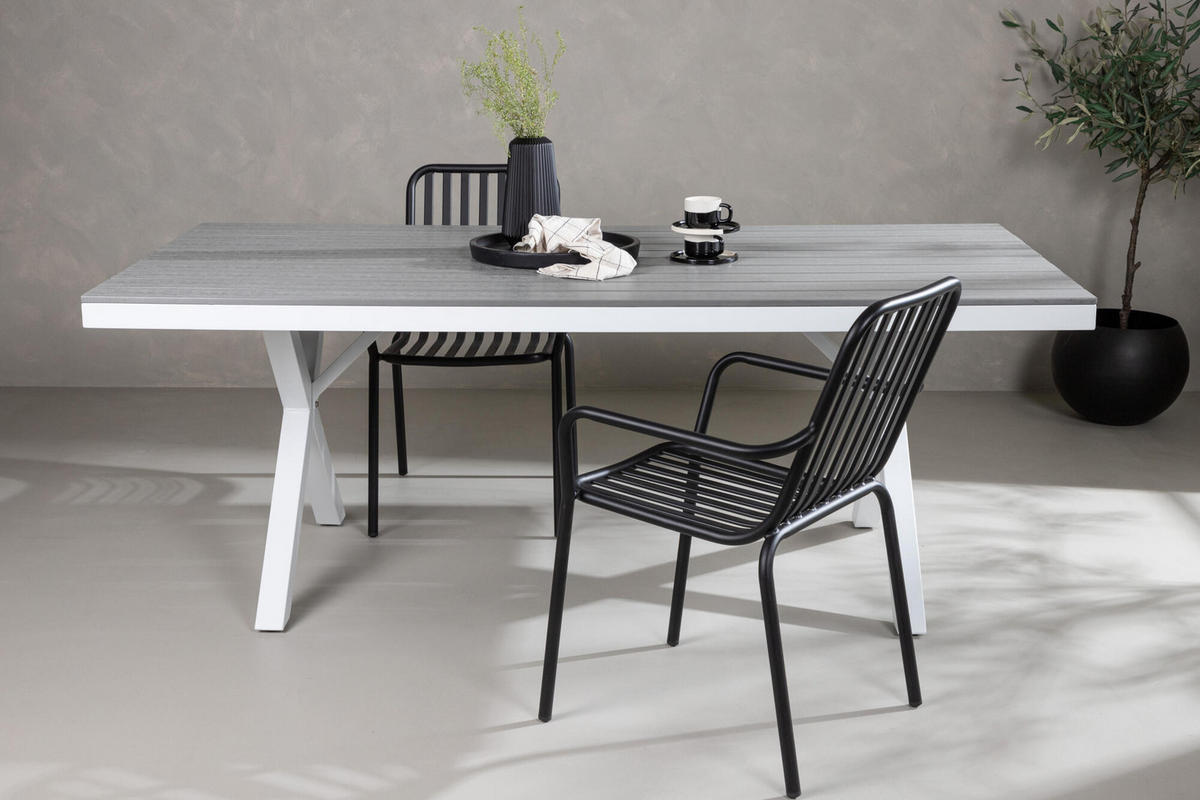 GARTENESSTISCH GARCIA Grau 100x200x74 cm - Grau, Metall (200/100/74cm) - FURNLUX