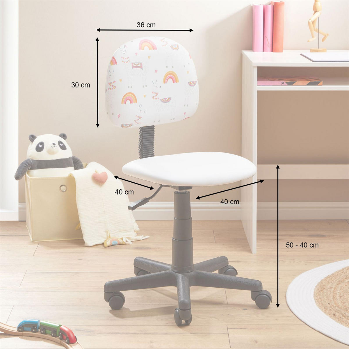 KINDERDREHSTUHL ALPACA - Weiß, Textil (40/80/40cm) - CARO-Möbel